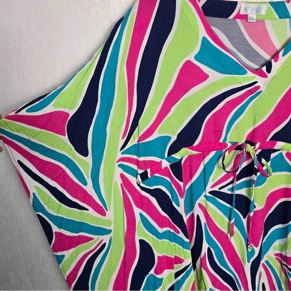 Escapada Ladies L/XL Aegean Blue Poppy Short Sleeve Kimono Cover Up Beach Summer - Picture 5 of 8